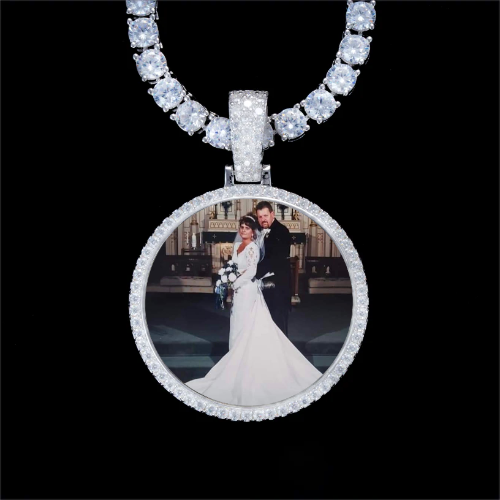 925S & VVS Moissanite 3D Circle Custom Picture Pendant