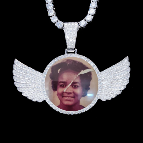 925S & VVS Moissanite 3D Wing Custom Picture Pendant