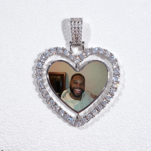 3D Spinning 2-Faced Heart Custom Picture Pendant