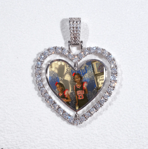 3D Spinning 2-Faced Heart Custom Picture Pendant