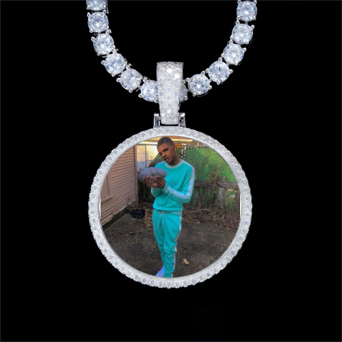 925S & VVS Moissanite 3D Circle Custom Picture Pendant
