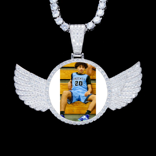 925S & VVS Moissanite 3D Wing Custom Picture Pendant