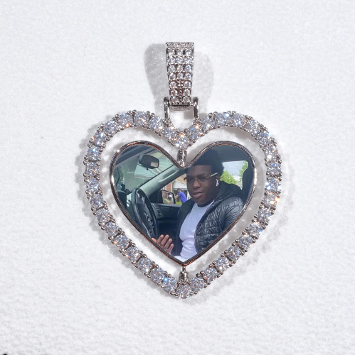3D Spinning 2-Faced Heart Custom Picture Pendant