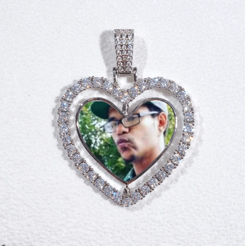 3D Spinning 2-Faced Heart Custom Picture Pendant