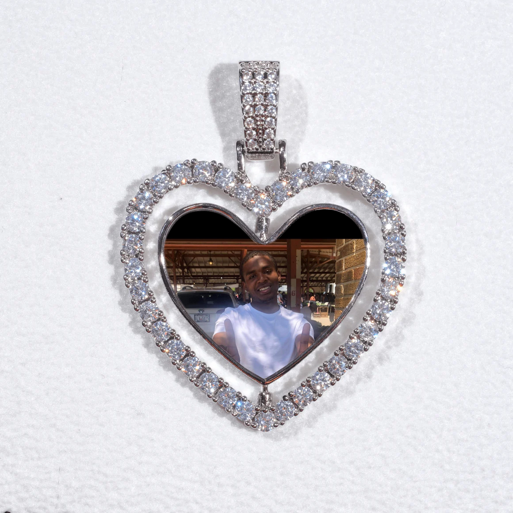 3D Spinning 2-Faced Heart Custom Picture Pendant