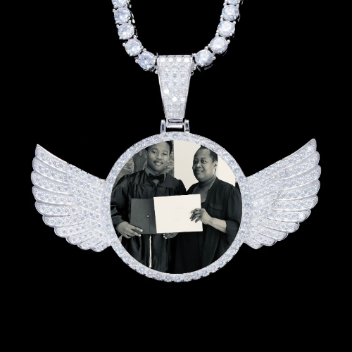 925S & VVS Moissanite 3D Wing Custom Picture Pendant