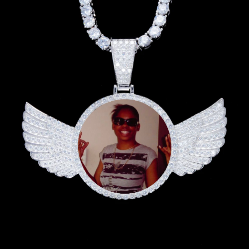 925S & VVS Moissanite 3D Wing Custom Picture Pendant