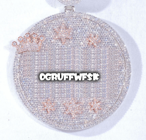 CUSTOM LETTER NECKLACE 3D BIG CROWN DISC