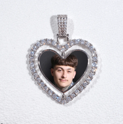 3D Spinning 2-Faced Heart Custom Picture Pendant
