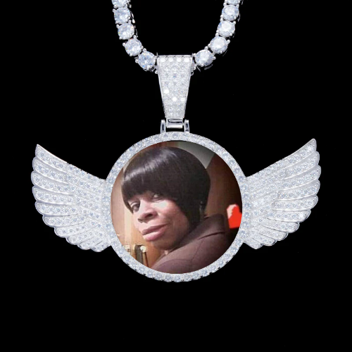 925S & VVS Moissanite 3D Wing Custom Picture Pendant