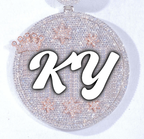 CUSTOM LETTER NECKLACE 3D BIG CROWN DISC