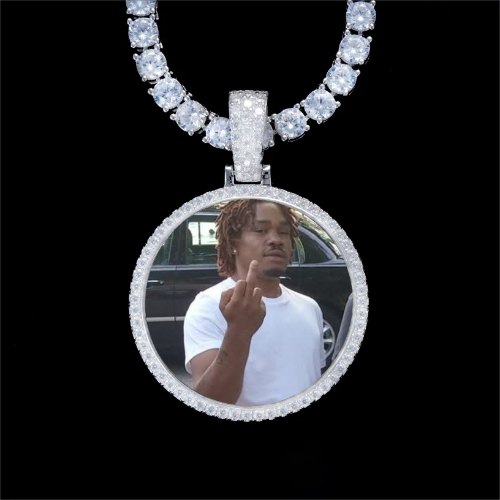 925S & VVS Moissanite 3D Circle Custom Picture Pendant