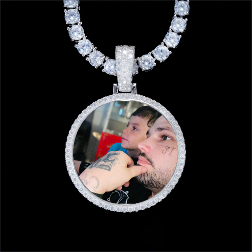 925S & VVS Moissanite 3D Circle Custom Picture Pendant