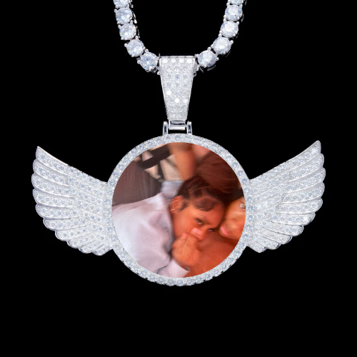 925S & VVS Moissanite 3D Wing Custom Picture Pendant