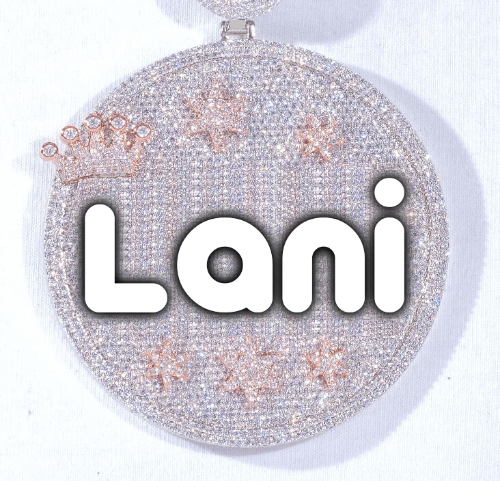 CUSTOM LETTER NECKLACE 3D BIG CROWN DISC