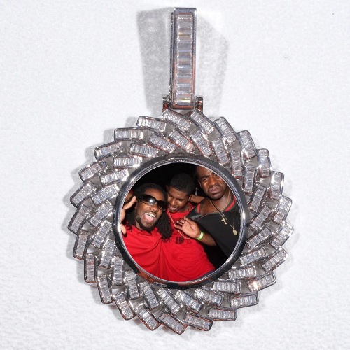 Large 3D Baguette Custom Picture Pendant