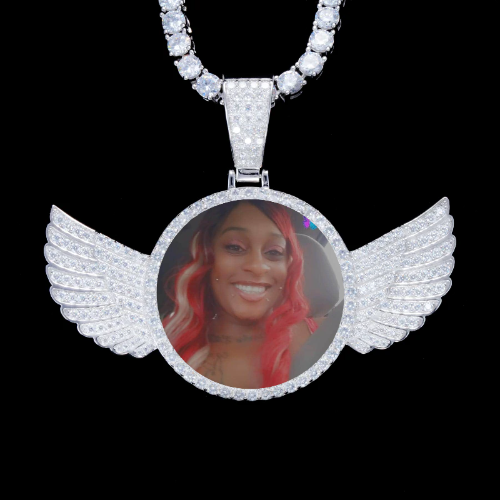 925S & VVS Moissanite 3D Wing Custom Picture Pendant