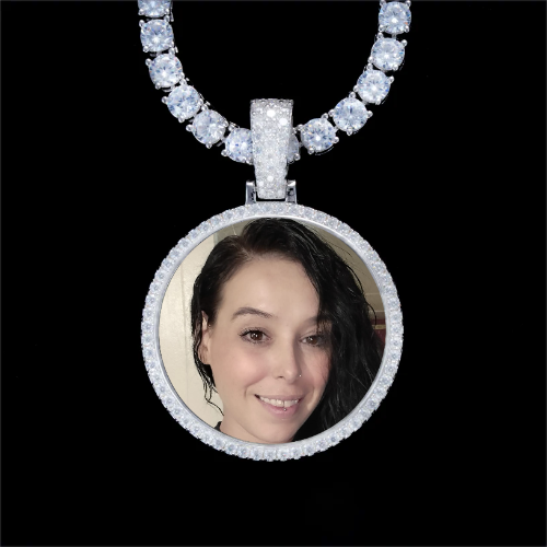 925S & VVS Moissanite 3D Circle Custom Picture Pendant