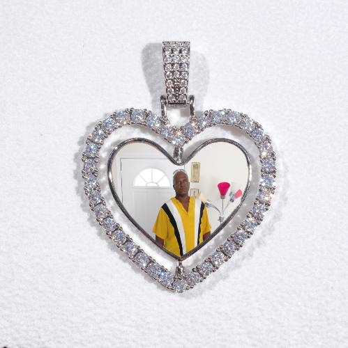 3D Spinning 2-Faced Heart Custom Picture Pendant
