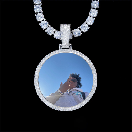 925S & VVS Moissanite 3D Circle Custom Picture Pendant