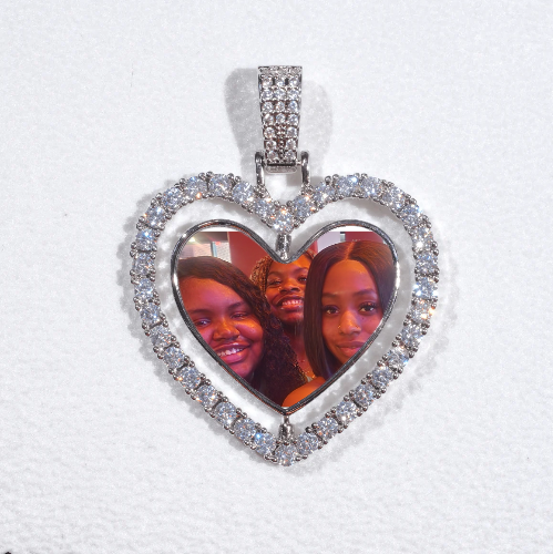 3D Spinning 2-Faced Heart Custom Picture Pendant