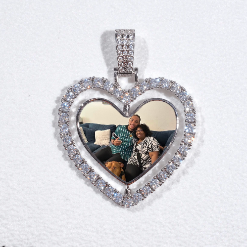 3D Spinning 2-Faced Heart Custom Picture Pendant
