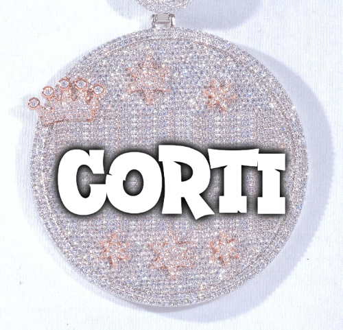 CUSTOM LETTER NECKLACE 3D BIG CROWN DISC