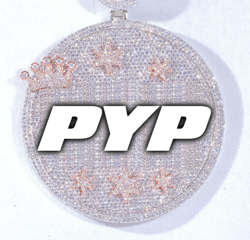 CUSTOM LETTER NECKLACE 3D BIG CROWN DISC