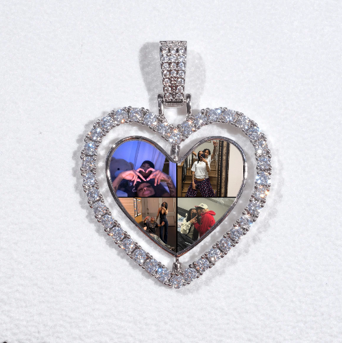 3D Spinning 2-Faced Heart Custom Picture Pendant