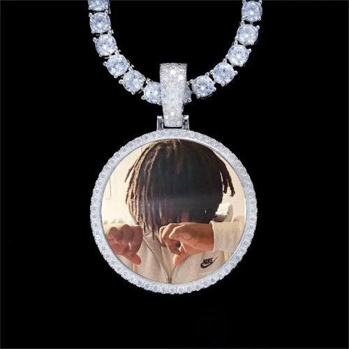 925S & VVS Moissanite 3D Circle Custom Picture Pendant