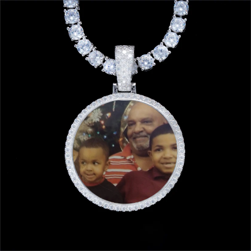 925S & VVS Moissanite 3D Circle Custom Picture Pendant