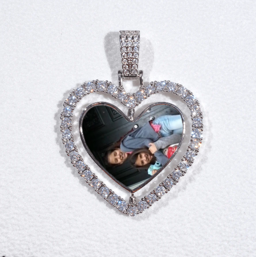 3D Spinning 2-Faced Heart Custom Picture Pendant
