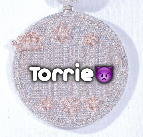 CUSTOM LETTER NECKLACE 3D BIG CROWN DISC