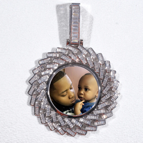 Large 3D Baguette Custom Picture Pendant