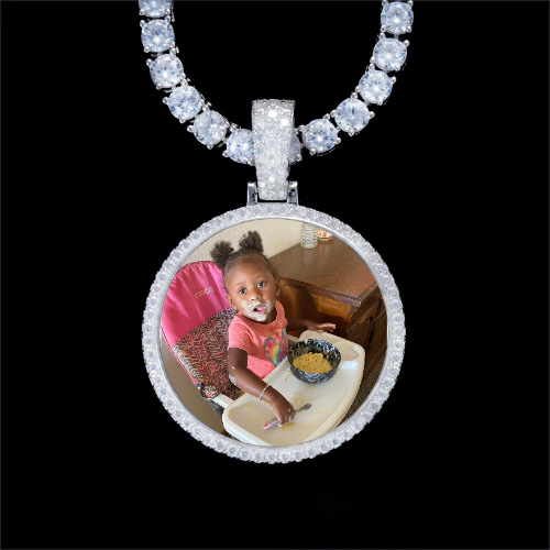 925S & VVS Moissanite 3D Circle Custom Picture Pendant