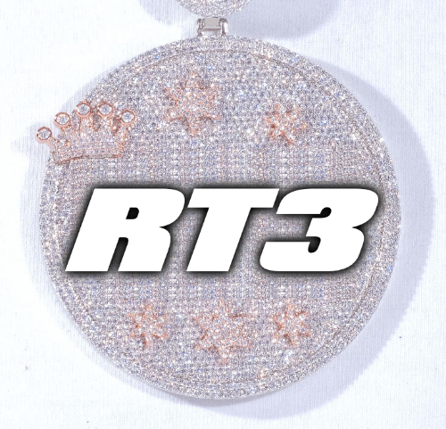 CUSTOM LETTER NECKLACE 3D BIG CROWN DISC