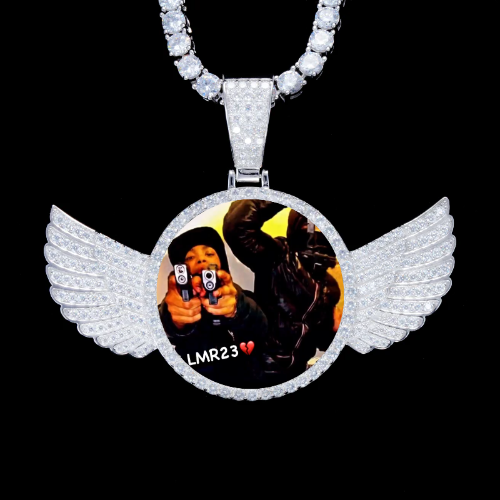 925S & VVS Moissanite 3D Wing Custom Picture Pendant