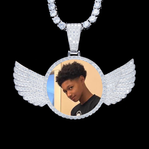925S & VVS Moissanite 3D Wing Custom Picture Pendant