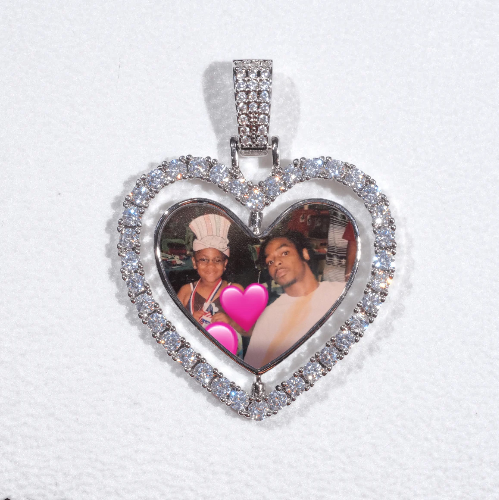 3D Spinning 2-Faced Heart Custom Picture Pendant