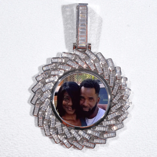 Large 3D Baguette Custom Picture Pendant