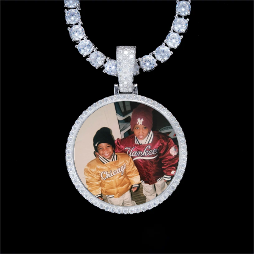 925S & VVS Moissanite 3D Circle Custom Picture Pendant
