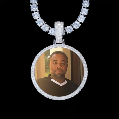925S & VVS Moissanite 3D Circle Custom Picture Pendant