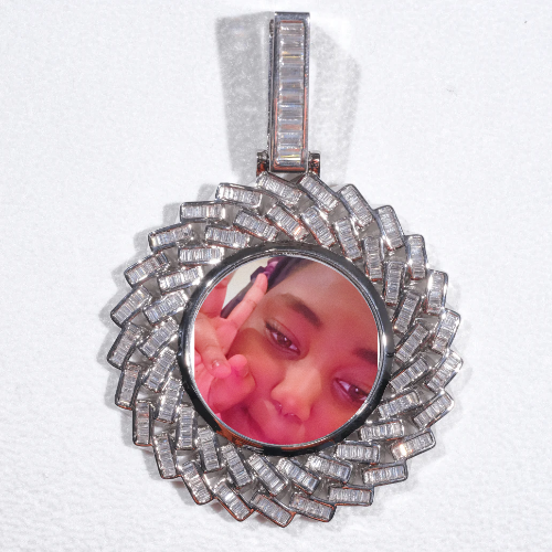 Large 3D Baguette Custom Picture Pendant