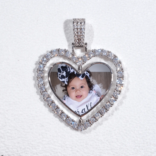 3D Spinning 2-Faced Heart Custom Picture Pendant