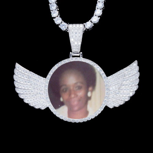 925S & VVS Moissanite 3D Wing Custom Picture Pendant