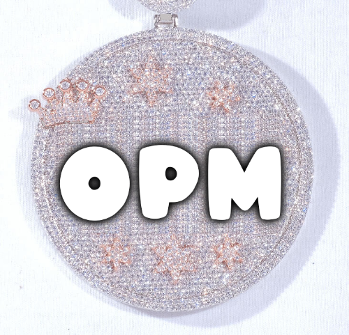 CUSTOM LETTER NECKLACE 3D BIG CROWN DISC
