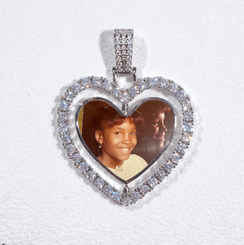 3D Spinning 2-Faced Heart Custom Picture Pendant