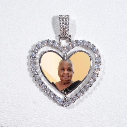 3D Spinning 2-Faced Heart Custom Picture Pendant