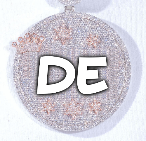 CUSTOM LETTER NECKLACE 3D BIG CROWN DISC