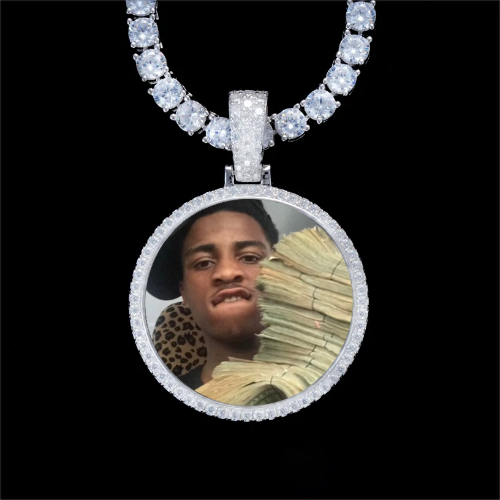 925S & VVS Moissanite 3D Circle Custom Picture Pendant